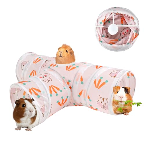 YUEPET Bunny Tunnels & Tubes, Collapsible 3 Way Rabbit Hideout Tunnel - color: White