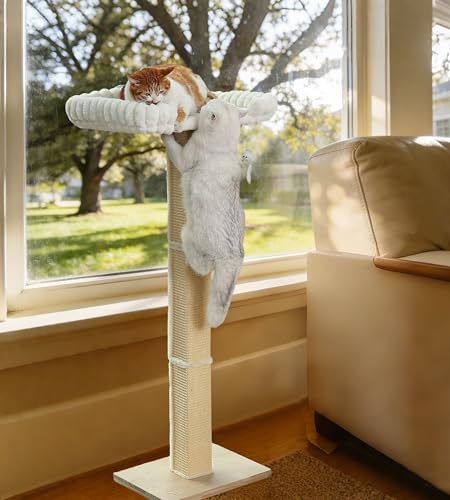 Cat Scratching Post with Large Window Perch, 47-Inch Tall Sisal Cat Tree - size: extra-large
