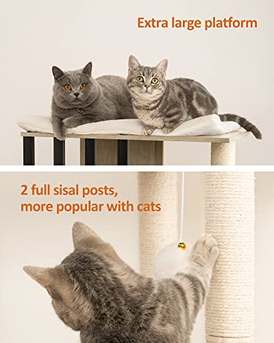 FourFurPets 43.8" Modern Cat Tree for Large Cats, Extra-Large Perch - color: Greige, size: 23.6"L x 15.7"W x 43.8"H