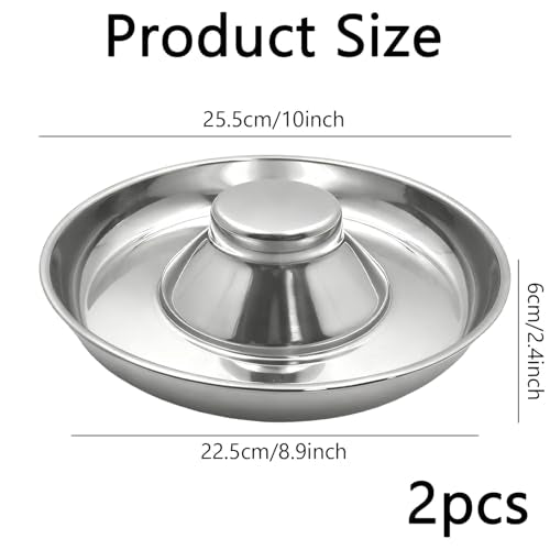 2 Pack Stainless Steel Puppy Bowls, Non-Skid Slow Feeder Bowls for Dogs, Raised Dog Food and Water Dish for Feeding Small Medium Large Breeds, Cats and Multiple Pets - color: 10inch*2