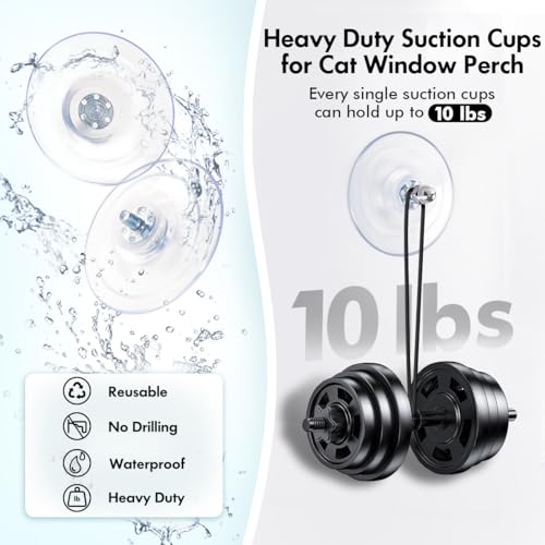AMOSIJOY 4 Pack Cat Window Perch Strong Replacement Suction Cups with Screw