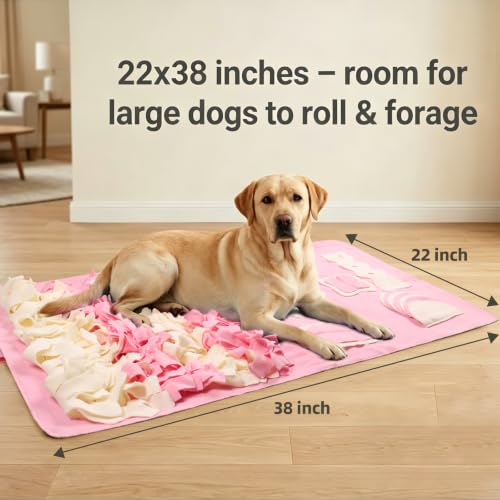 Snuffle Mat for Dogs: Slow Food Interactive Experience - color: Pink, size: Medium 22x38 inch
