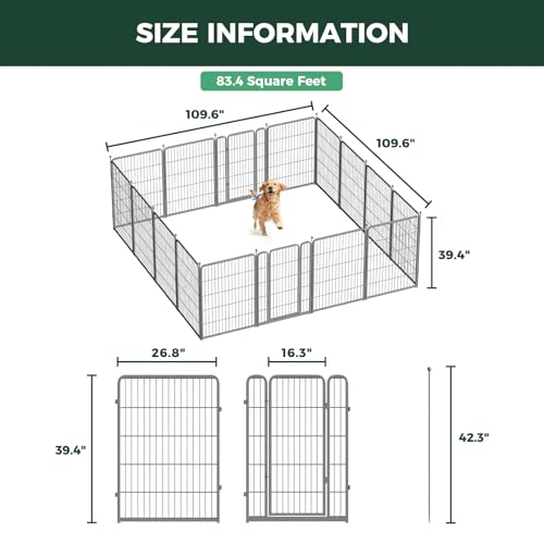 FXW Aster Dog Playpen Designed for Yard, 40" H, 16 Panels - size: 40"H & 16 Panels
