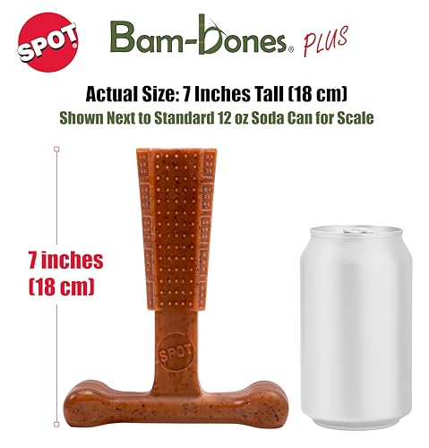 SPOT Bam-Bones Plus T-Bone Dog Chew, Beef, 7in, 60-90 lb Heavy Chewers - size: Large