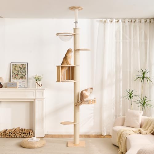 Floor to Ceiling Cat Tree, Adjustable 7.9-9.9 ft Tension Cat Tower - color: 94.1-118.9"-1 Hideway