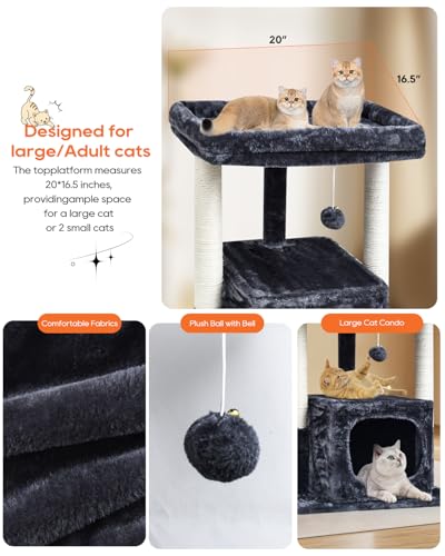 SYANDLVY 27IN Cat Tree for Indoor Cats Large Adult, Modern Activity Tower - color: Smoky