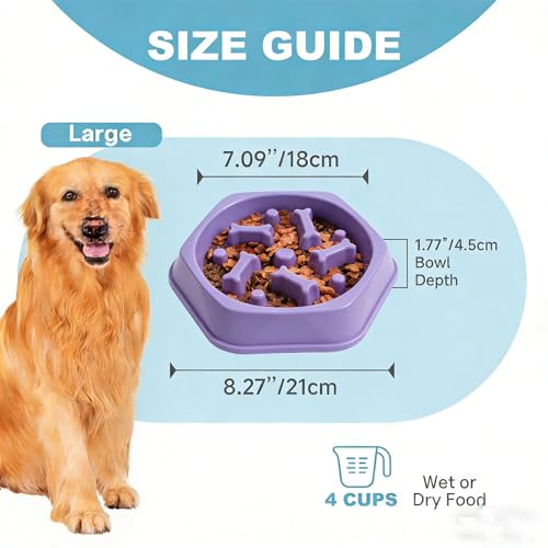 Slow Feeder Dog Bowls Anti Gulping Reduces Gastric Burden Prevents Bloat and Digestive Issues Safe Durable Material Easy to Clean Puppy Slow Feeder Bowl for Healthy Eating Excess Energy Management