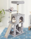 Cut Cat Tree Cat Tower Condo with Hammock Kittens Scratching Post Grey - color: Grey