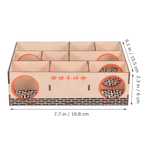 Hemobllo Hamster Wooden Maze Tunnel Activity Toy for Dwarf Hamsters and Mice, Interactive Maze for Small Pets, Fun Exercise Hideout (Pack of 2) - size: 19.8X15.5X6CM (Pack of 2)