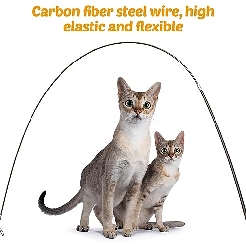 DONGKER Cat Teaser Wand,Retractable Kitten Fishing Pole Toy for Cat Kitten Reduce Boredom(Not Include Replacement)