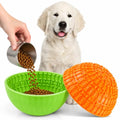Patelai 2 Pcs Dog Lick Bowl, Slow Feeder Bowl for Dogs, Orange, Green, Bone - color: Orange, Green