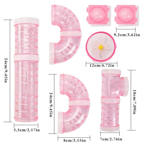 2 Hamster Tubes Kits, DIY Hamster Tunnel Adventure External Pipe - color: Pink
