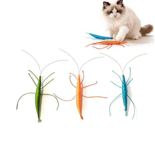 IUHKBH Interactive Cats Toy 3 PCS Shrimp Yarn Chew Toys with Natural Catnip