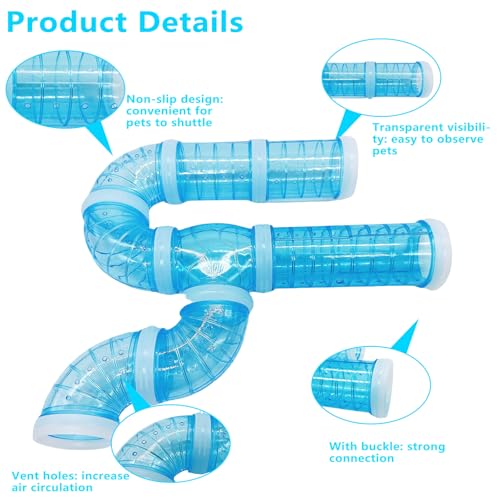 8pcs DIY Hamster Tunnel Tubes Toys for Dwarf Hamsters Gerbils Mice - color: Blue