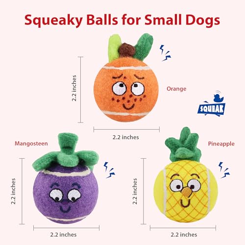 Gigwi Squeaky Tennis Balls for Dogs, 3 Pack Fruit Dog Ball for Small Dogs - color: Fruit Balls 2.2 Inches 3 Pack