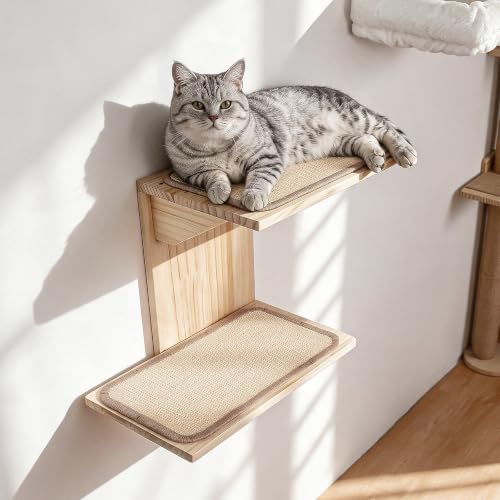 Cat Wall Shelves, Branch Style 2 Platform Cats Walls Furniture. - color: brown
