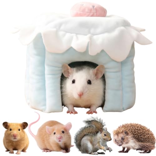 Cozy Warm Guinea Pig Hideout Soft Small Pet Cave House Cake Shape (Blue,S) - color: Blue, size: S