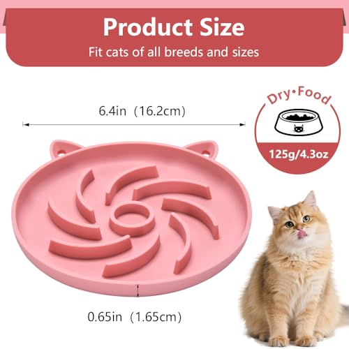 2Pcs Silicone Slow Feeder Cat Bowl,Puzzle Feeder,Interactive Toys,Slow Feeding cat Bowl Suitable for All Dry and Wet Foods,Easy to Clean Silicone Bowls(Grey and Pink) - size: Grey / Pink