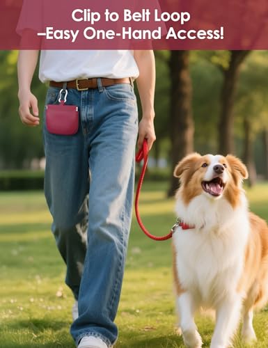 1 Cup Silicone Dog Training Treat Pouch (Red) - color: Red