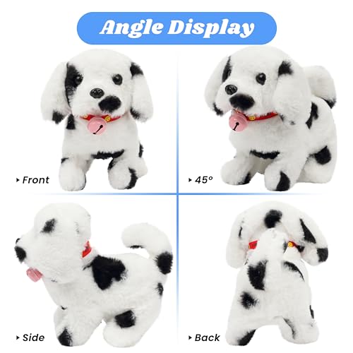 Hopearl Walking Point Dog Interactive Electronic Pet Plush Toy Puppy Woof and Moving Animated Nodding Head Holiday Birthday Gift for Toddlers, Black, 7'' - style: Dog-Black Point