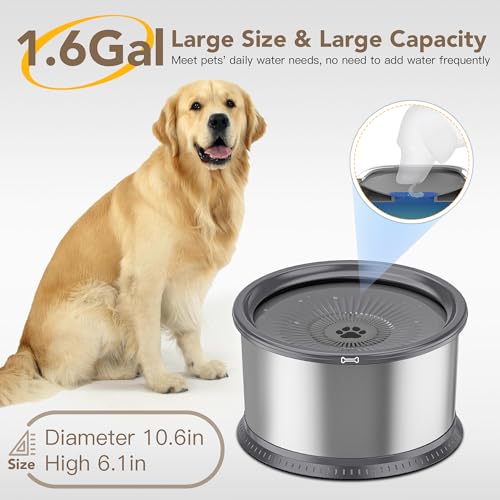 6.5L Stainless Steel Dog Water Bowl, No Spill Water Bowl for Dogs - color: Grey, size: 6.5L