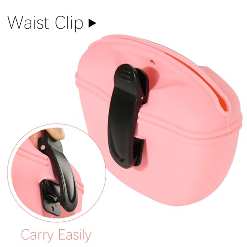 Cosmos 2 Pcs Pet Treat Bag Dog Training Pouch Silicone Portable Pet Training Container Dog Treat Holder with Buckle Closure and Waist Clip Dog Treat Pouches for Pet Training (Pink & Cyan) - color: Pink & Cyan