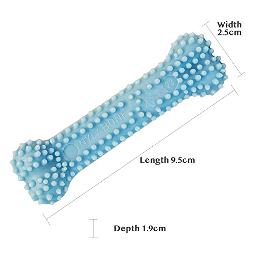 Nylabone Puppy Chew Blue Textured Teething Dog Bone, X-Small - color: Blue, size: X-Small