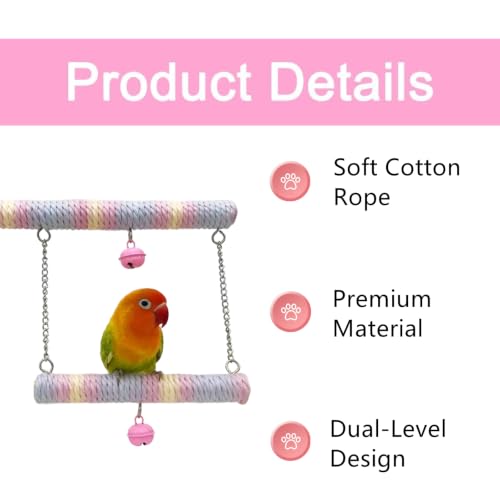 Hang a Bird Rope Perch, use a Bird Swing in the cage, and a Swing