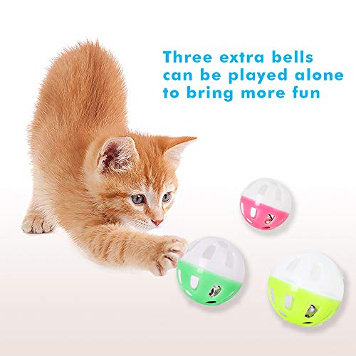 UPSKY Cat Toy Roller 3-Level Turntable Cat Toys with Six Colorful Balls - color: A-Red