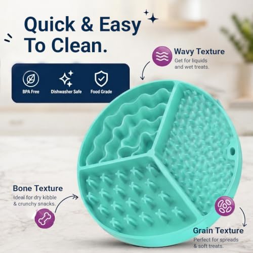 Large Size Cat & Dog Slow Feeder Puzzle Toy, Interactive Puzzle Feeder Bowl, Dog Lick Mat, Cat Food Puzzle, Pet Feeding Toy for Mental Stimulation, BPA Free Silicone, Dishwasher Safe (Green) - color: Mint Green