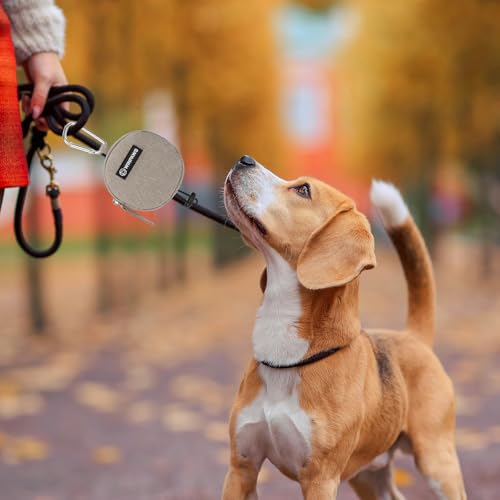 Dog Poop Bag Holder for Leashes- Dog Treat Pouch with Waterproof Zipper,Puppy Training Small Bag with Carabiner & Bungee Toggle,Two Pockets for Dry or Wet Treats-Pet Travel Walking Essentials (Khaki) - color: Khaki