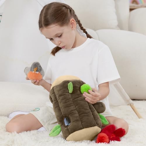 Bird Stuffed Animal Set, Treehouse Plush with 3 Birds & Egg, 12" - style: Bird Treehouse
