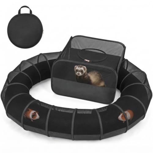 Lewtemi Large Guinea Pig Playpen with Tunnel Ferret Playpen with Carry Bag