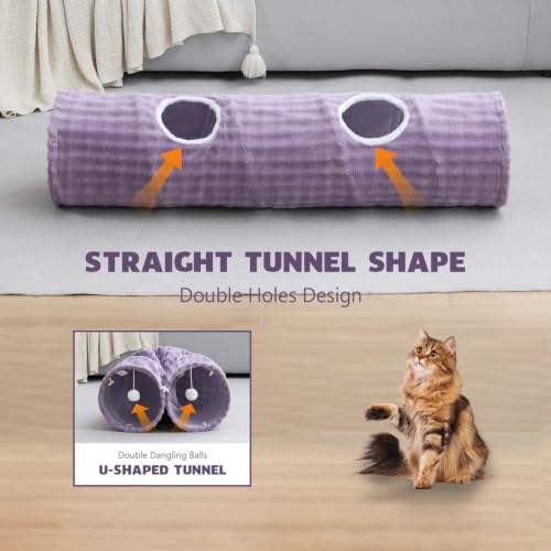 Straight Bubble Cat Tunnel for Indoor Cats 47"x12", Dusty Purple - color: Dusty Purple, size: Straight