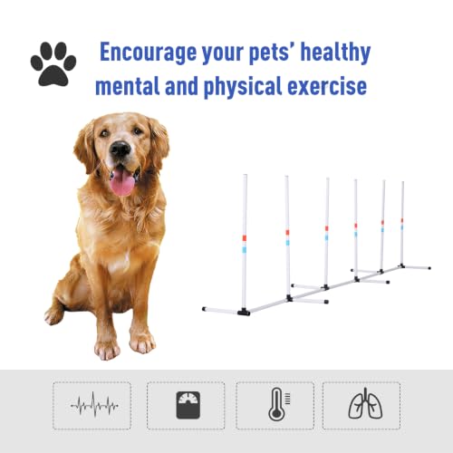 PawHut Adjustable Dog Agility Training Obstacle Set with Weaves Poles and Storage Bag