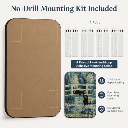 Cat Wall Scratcher, Art Cat Scratching Board for Indoor Cats - color: Lily Pond Bridge New
