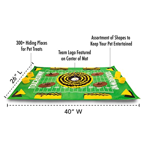NFL Pittsburgh Steelers Dog Snuffle Mat – Interactive Pet Slow Feeder, Football Field Design Food Puzzle Toy for Dogs & Cats, Foraging Activity Mat for Smarter Feeding - color: PITTSBURGH STEELERS
