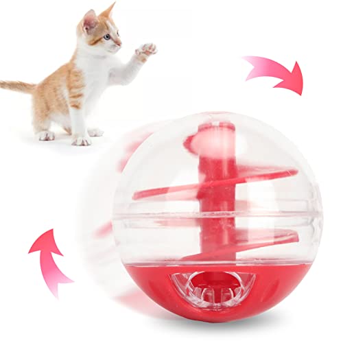 Zerodis Cat Leaky Food Toy Ball,Pet Interactive Slow Feeder Puzzle Ball Cat Treat Dispenser Toys for Bored Cats Relieve Boredom Dog Teeth Grinding Feeding