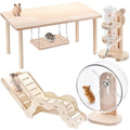 Hamster Play Wooden Platform， 4-piece Hamster cage Accessory Toy Set
