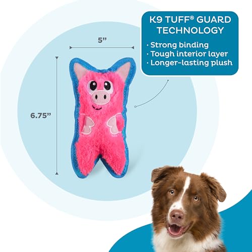 Outward Hound Durablez Minis Tough Chew Plush Squeaky Dog Toy, Pig, 6.8" - color: Pig
