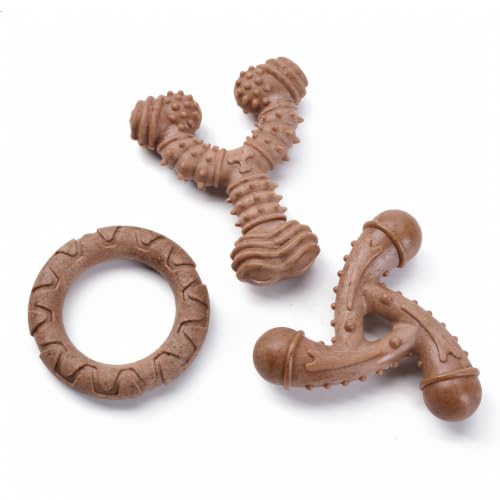 MECOOL Indestructible Dog Chew Toys for Aggressive Chewers 3PCS, Durable Bacon Flavored Nylon Bones for Small Dogs, Puppy Teething Toys, Long Lasting Nylon Dog Chews - size: 3PC-A