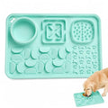 Silicone Dog Slow Feeder Lick Mat with Suction Cups, Multi-Puzzle Partition Pet Snuffle Feeding Tray for Puppy Cat Slow Eating Boredom Relief Training (Mint Green) - color: mint green
