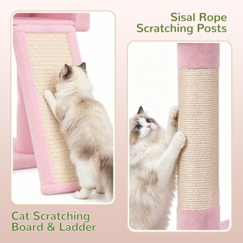 Globlazer F70 Pro Pink Heavy Duty Cat Tree Tower for Indoor Large Cats - color: Pink
