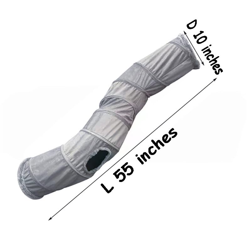 2-Way Collapsible Cat Tunnel Tube Toy Pack Set - color: Grey fleece