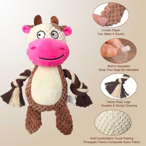 Dog Toys, Dog Squeaker Toys with Crinkle Paper (White Cow) - color: White Cow