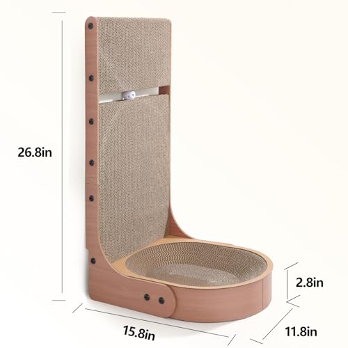 Cat Scratcher, 2 in 1 L Shape Wall Mounted Scratch Pad with Cat Bed Bowl