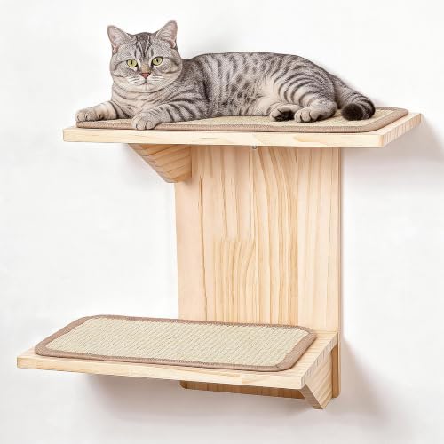 Cat Wall Shelves, Branch Style 2 Platform Cats Walls Furniture. - color: brown