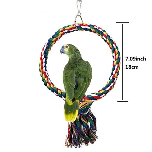 Litewoo Bird Swing Toy Colorful Cotton Rope Perches for Parrots Budgie Parakeet Cockatiel Conure Finch Lovebird - color: Medium