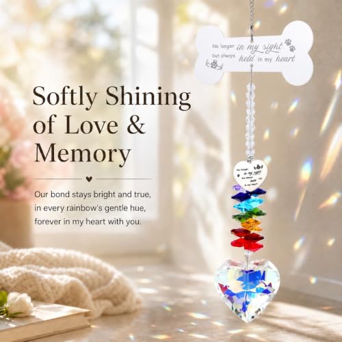 Dog Memorial Gifts for Loss of Dog, Pet Memorial Suncatchers - color: Clear Bone Engraving