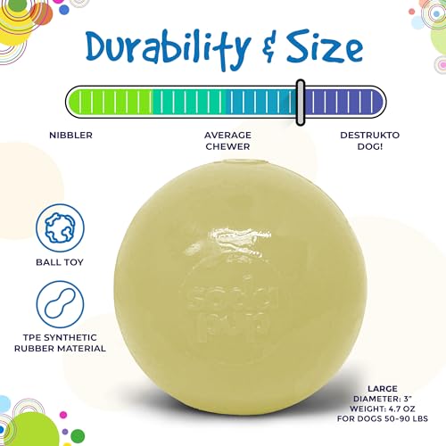 SodaPup Squeaker Ball – Durable Dog Ball Toy, Chew Toy & Floating Retrieving Toy with Squeaker Made in USA from Non-Toxic, Pet-Safe, Food Safe Rubber Material for Bonding, Physical Exercise, & More - color: Glow in the Dark Ball, size: Large